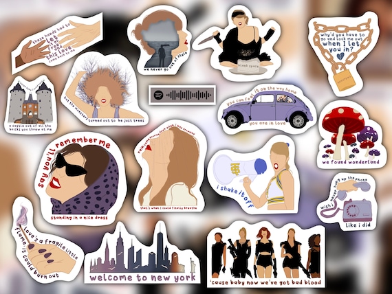 100 PCS Taylor Music Stickers for Adult, Waterproof Vinyl Sticker