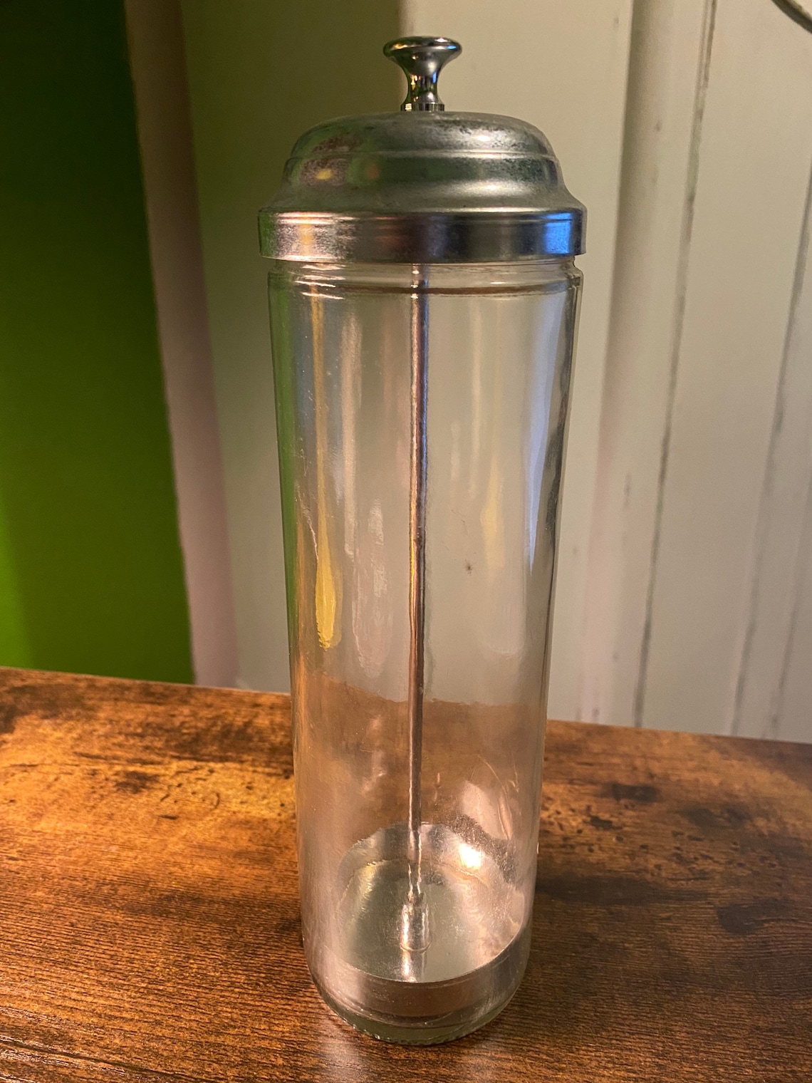 Vintage Straw Holder Dispenser Clear Glass Chrome Retro Deco Etsy
