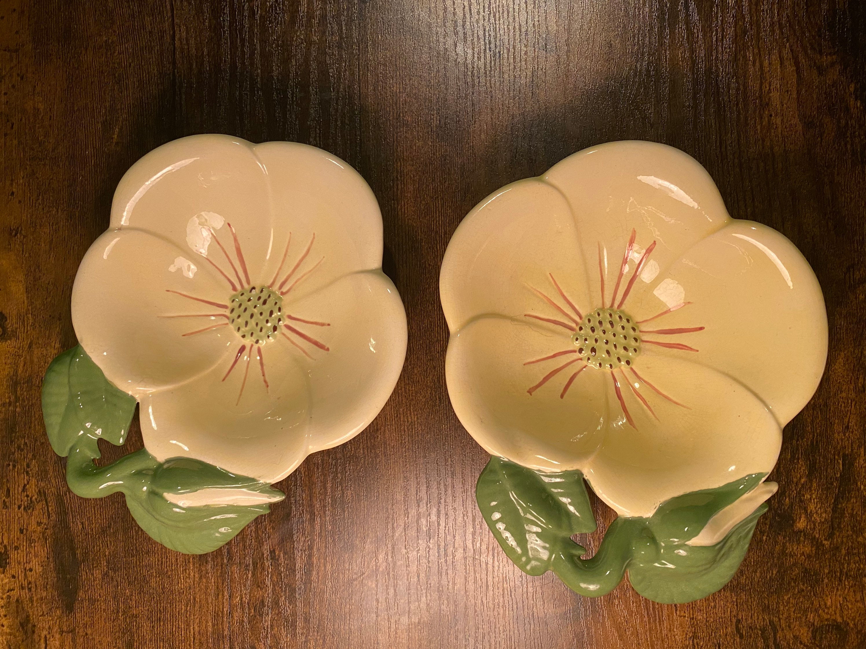 Vintage Yellow Flower-shaped Ceramic Bowls/catch All With
