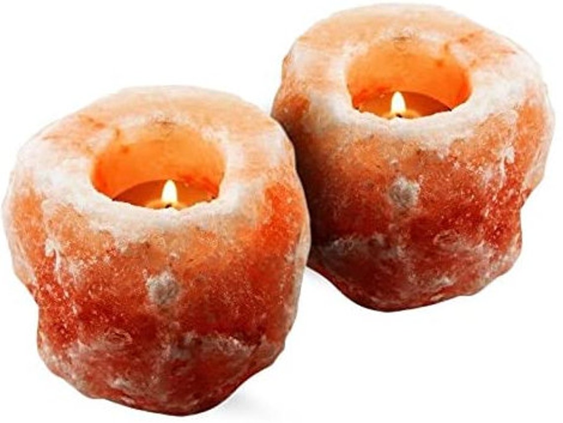 2 Handcrafted Himalayan Crystal Salt Tea Light Candle Holder Etsy