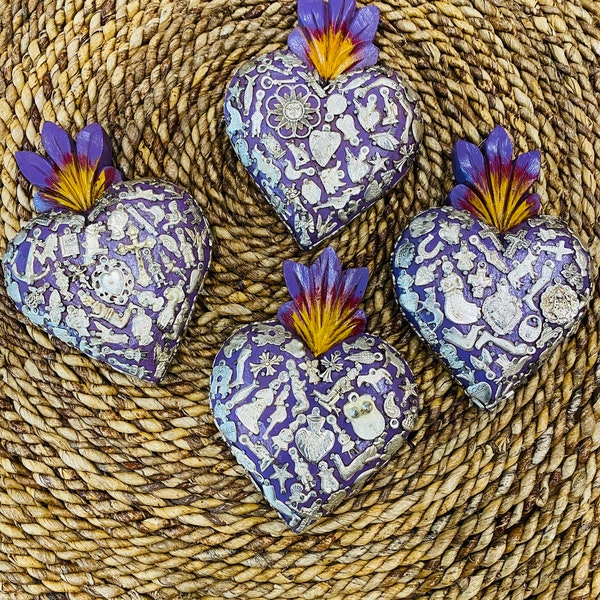 Purple and Silver  Milagro Heart