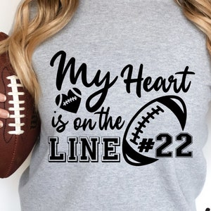 My Heart Is On The Line Svg , Football Sports Lover Svg , American Football svg , Custom Number Your Shirt Svg,Png ,Dxf, Files For Cricut