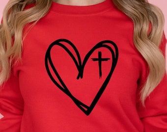 Jesus Heart Cross Svg File, Religious SVG, Instant Download Christian SVG, Heart Cross Art, SVG Cut File For Cricut, Cut File, Silhouette