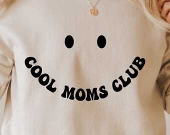 Cool Mom Club Svg , Groovy svg , Wavy Text Svg , Mother&#39;s day Shirt Svg , mom life svg , Retro font svg , files for cricut Digital Download