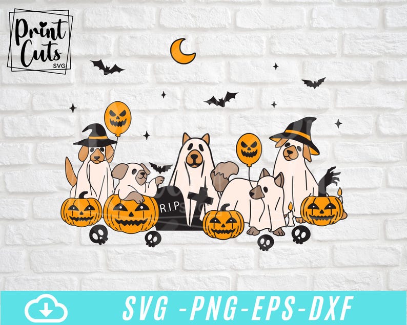 Retro Ghost Dog Svg, Spooky Season Svg, Halloween Ghost Dog Svg ...