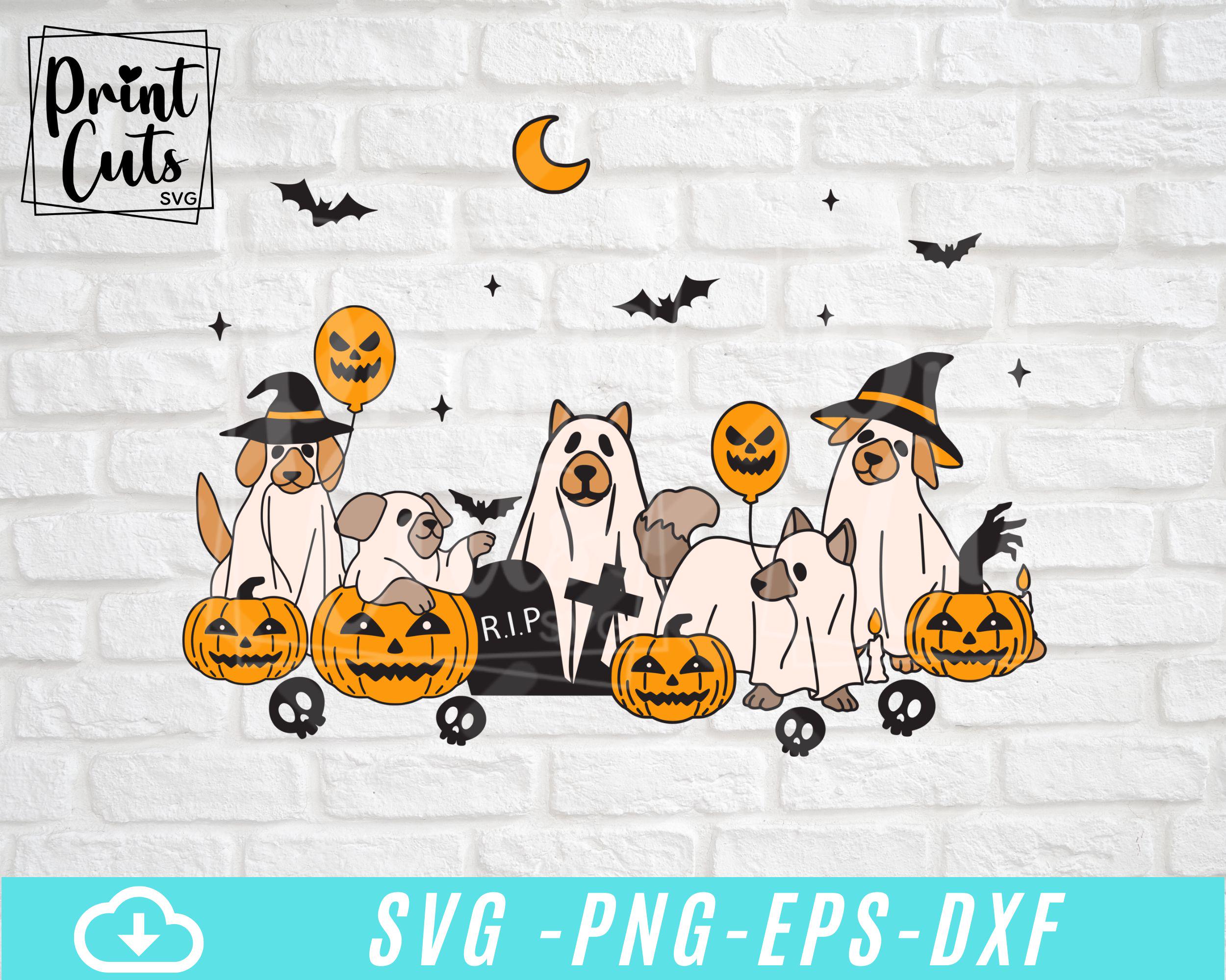 Retro Ghost Dog Svg, Spooky Season Svg, Halloween Ghost Dog Svg ...