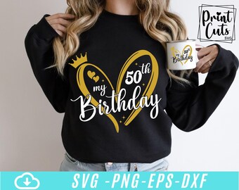 50e verjaardag Svg, verjaardag Shirt Svg, Happy Birthday Svg, Est 1975 Svg, vijftig verjaardag Svg, Hallo 50, het is mijn verjaardag, verjaardagsfeestje Svg