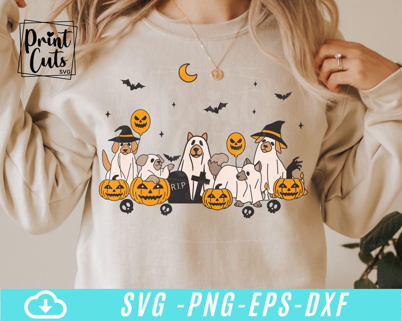 Retro Ghost Dog Svg, Spooky Season Svg, Halloween Ghost Dog Svg ...