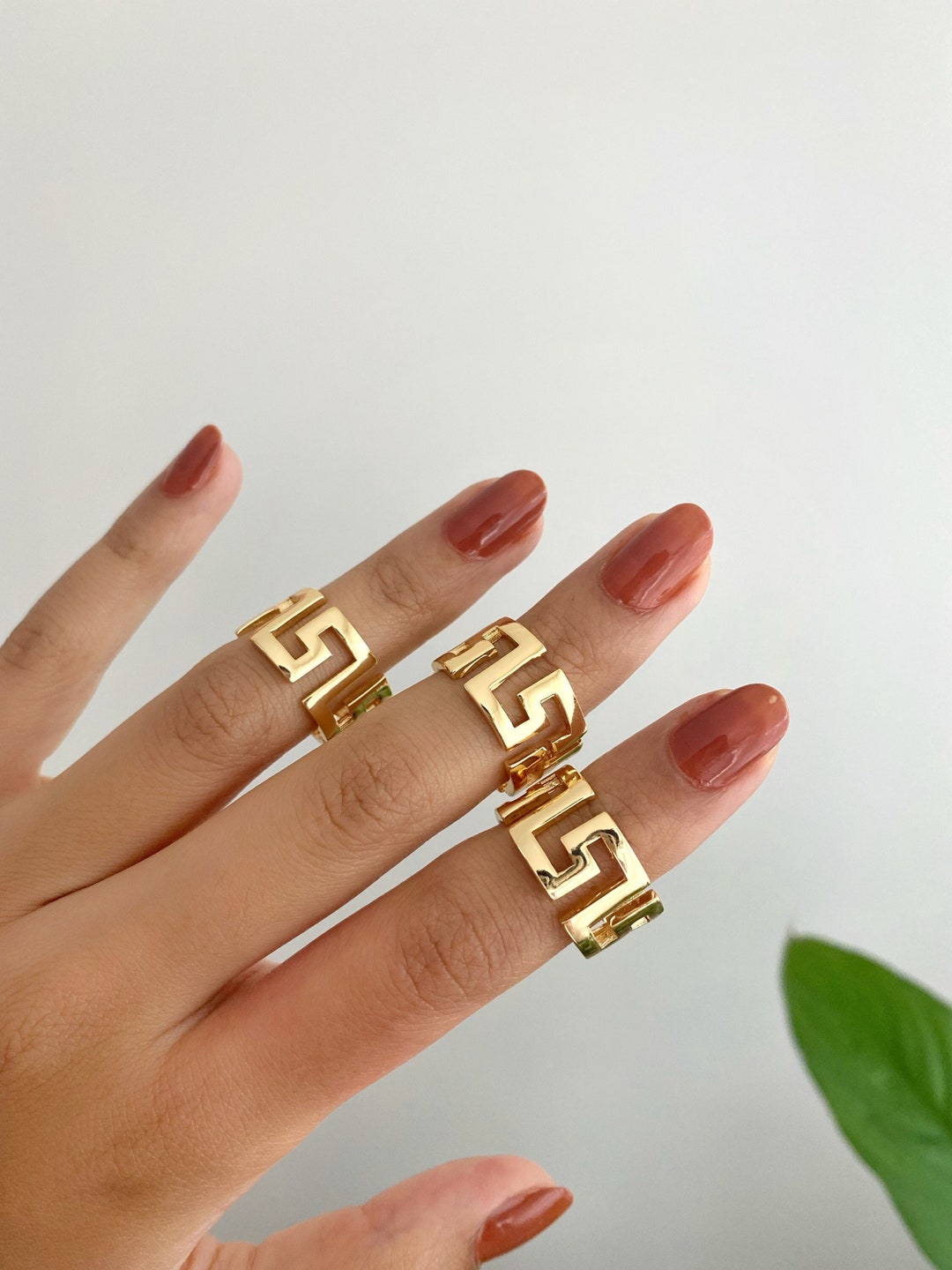 Greece Key Ring Gold Greek Key Meander Ring Adjustable Greece Key