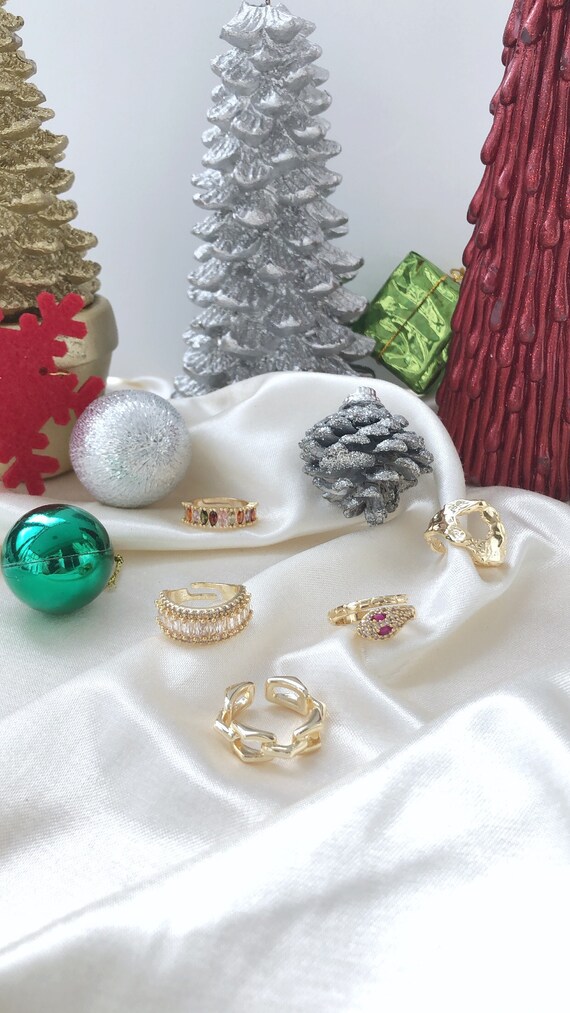 Adjustable Ring Set Hammered Ring Eternity Baguette Ring Etsy