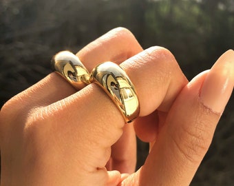 Y2K Chunky Gold Ring • Dome Ring • Chunky Bubble Circle Ring • Unisex Filled Statement Ring 18k Gold Plated Jewelry for Mothers Day