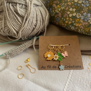 Anneaux marqueurs de mailles pour tricot ou crochet thème fleurs