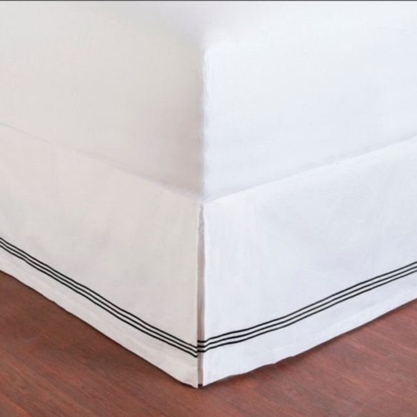 Triple Embroidery White Box Platte dekorative Bett Rock - 20 "bis 99" Tropfen Länge 1 STÜCK BED ROCK 3 Sided 100% Baumwolle.