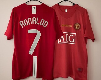 07-08 Manchester United No. 7 Ronaldo Retro Jersey, UEFA Champions League Final Edition Manchester United Home Retro Jersey, Ronaldo Jersey