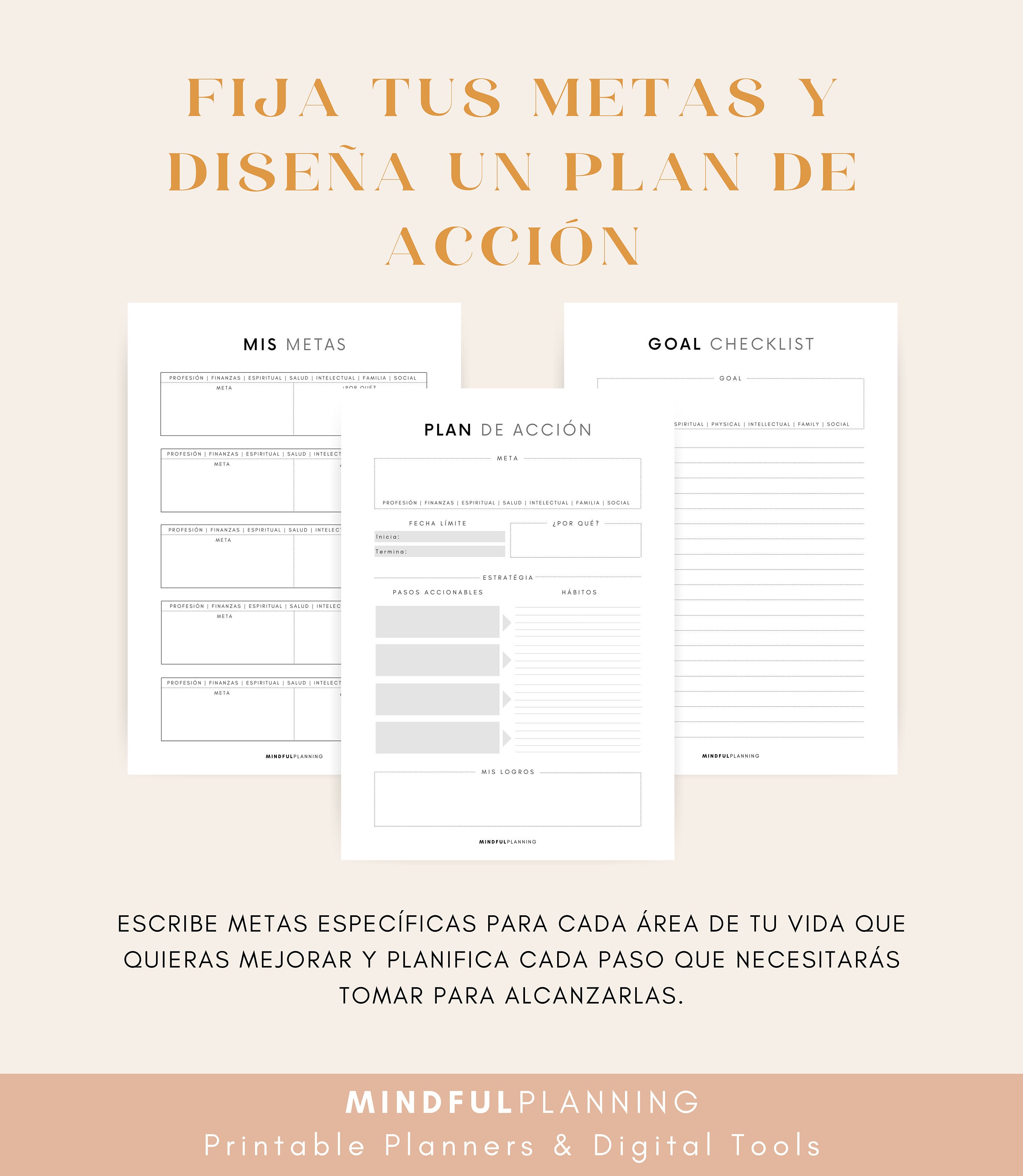 Planner De Metas Y Objetivos Para Imprimir Goal Planner Imprimible