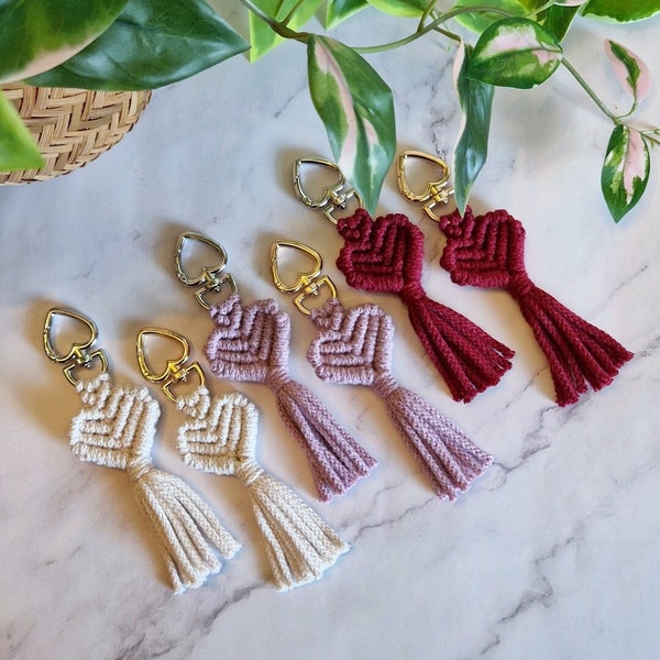 Macrame heart keychains