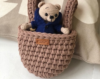 Hanging basket, crib basket, baby basket, basket for nursery, hanging basket for toddler, basket with loop, bath basket, diaper basket