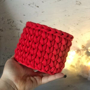 Mini round basket, coral red basket, small storage basket, basket organised, makeup basket, desk basket