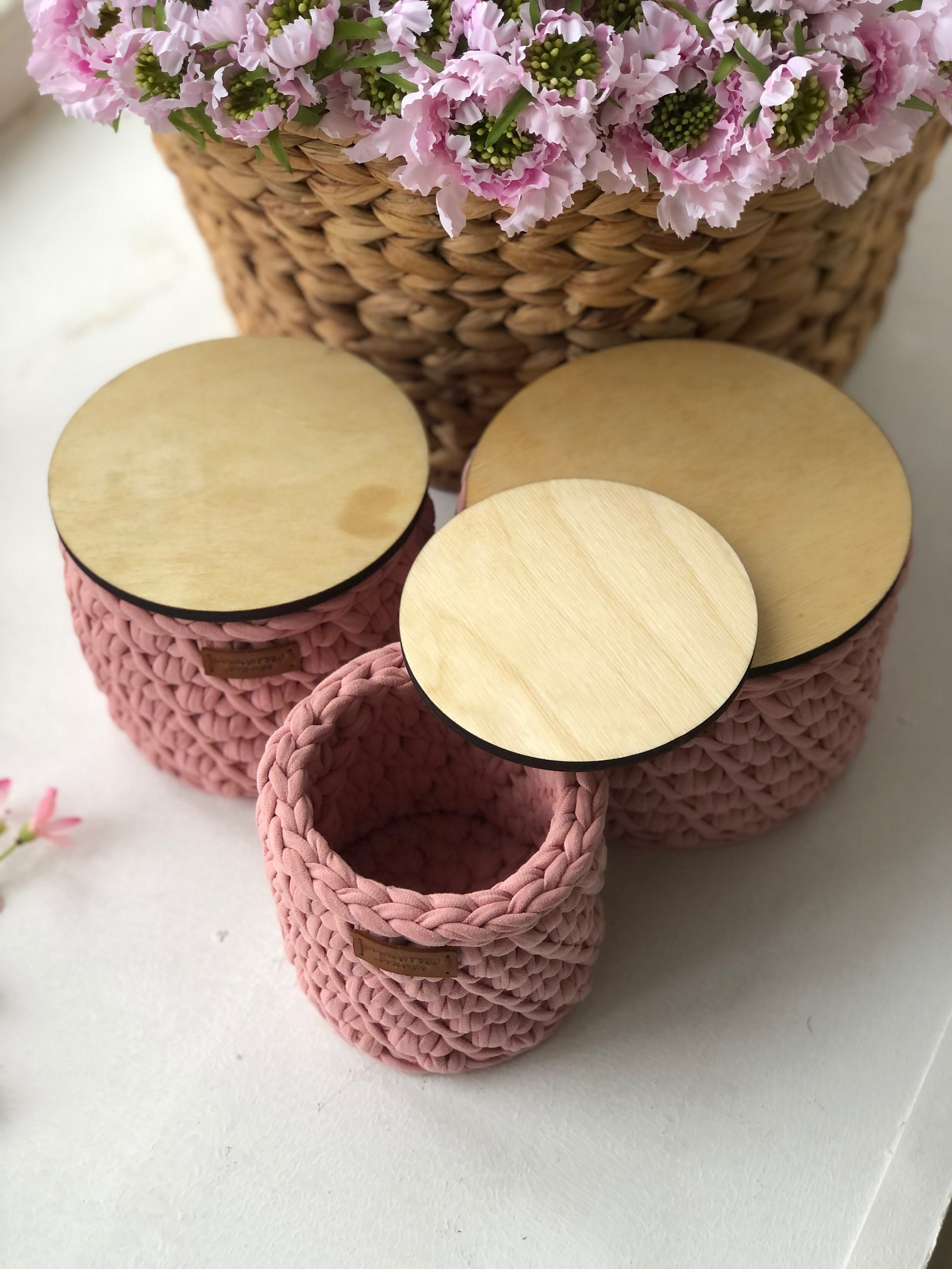 Round Basket Lid Wooden Lid Knitted Basket Lid Lid for Etsy UK