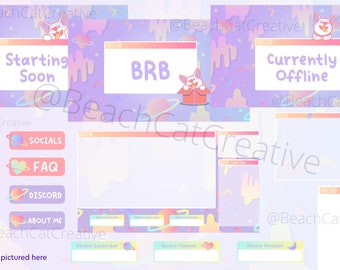 Cute Pastel Space Twitch Streaming Package (Static)