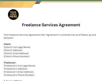 Bearbeitbare Freelancer-Vertragsvorlage: 2-seitige Dienstvereinbarung (Canva, digitaler Download)