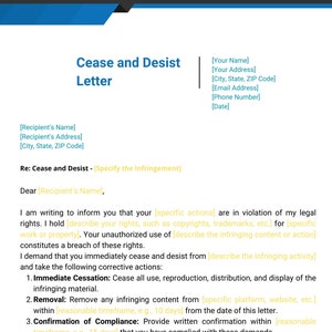 Plantilla editable de cese y desistimiento