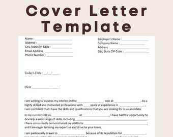 Professional Cover Letter Template | Editable MS Word File