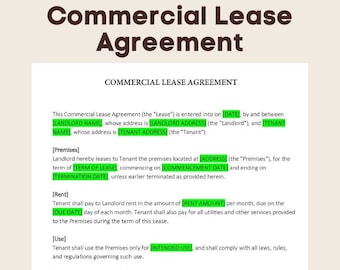 Professional Commercial Lease Agreement | Instant Download