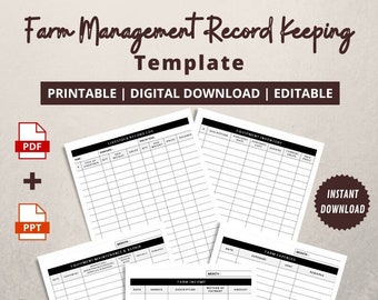 Farm-Manager-Aufzeichnungsvorlage | Druckbare bearbeitbare PDF- und PPT-Dateien