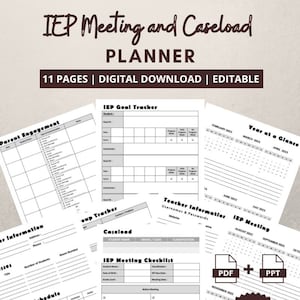 IEP Meeting and Caseload Planner 2023 | Special Education Teacher Case Manager | Printable PDF File | Editable PPT File | 8,5 x 11 inch - A4