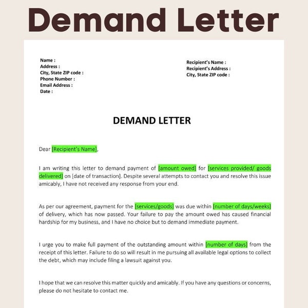 Editable Demand Letter Template