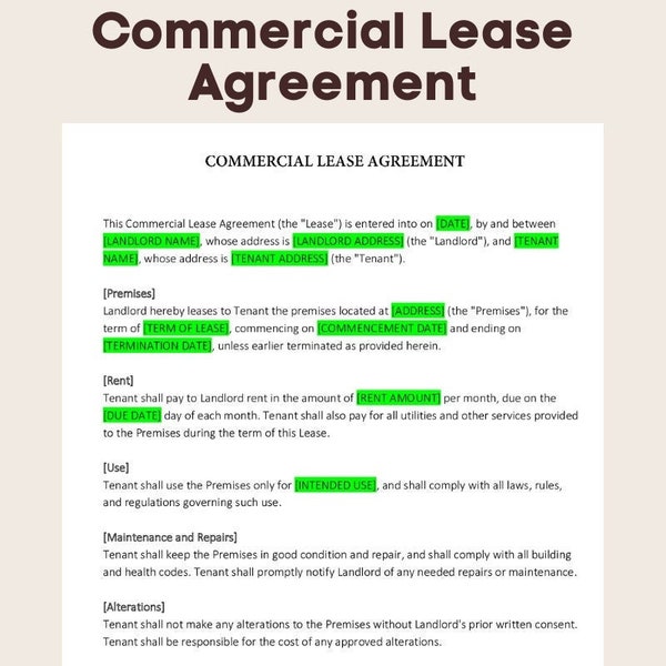 Professional Commercial Lease Agreement | Instant Download