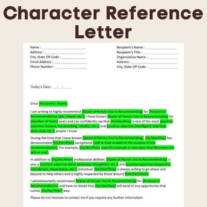 Carta de referencia de carácter profesional / Archivo MS WORD editable