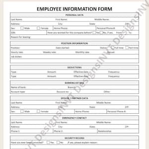 Editable Employee Information Form (PPTX & PDF)