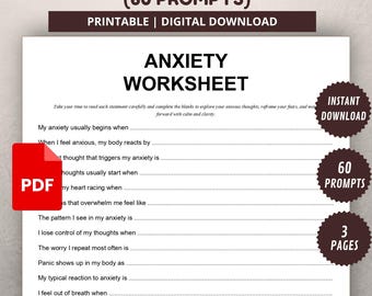 Angst Arbeitsblatt zum Ausdrucken | CBT Fill-in fordert auf | Therapie Tool | Psychische Gesundheit Journal | Angst Reframing PDF