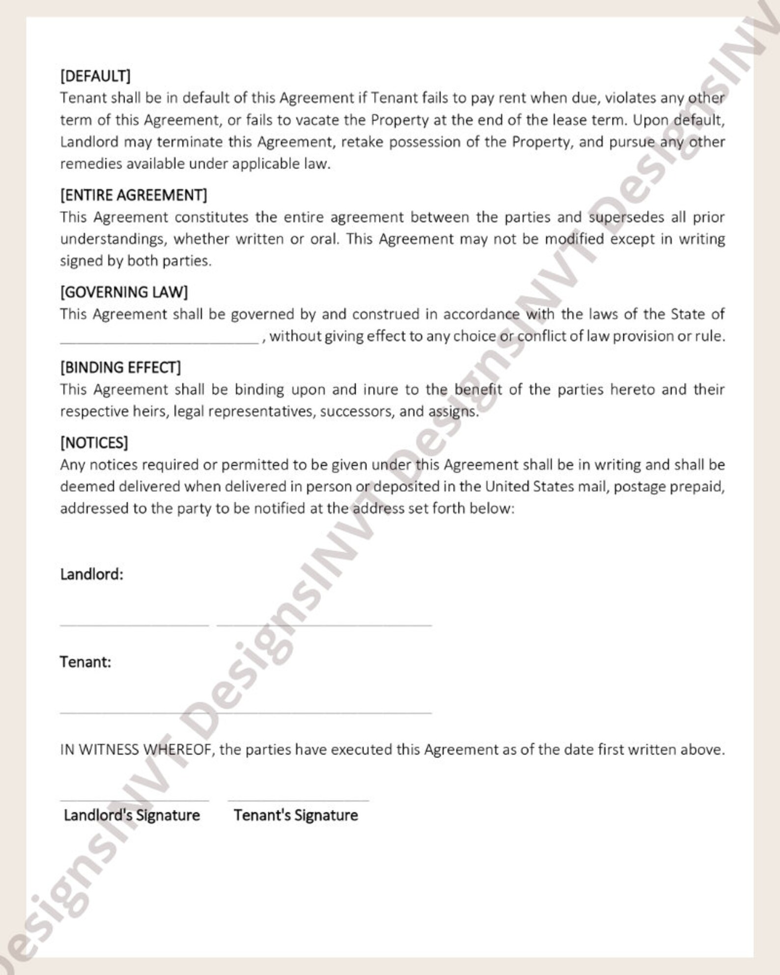 Simple Renta Property Simple Residential Lease Agreement Template - Etsy