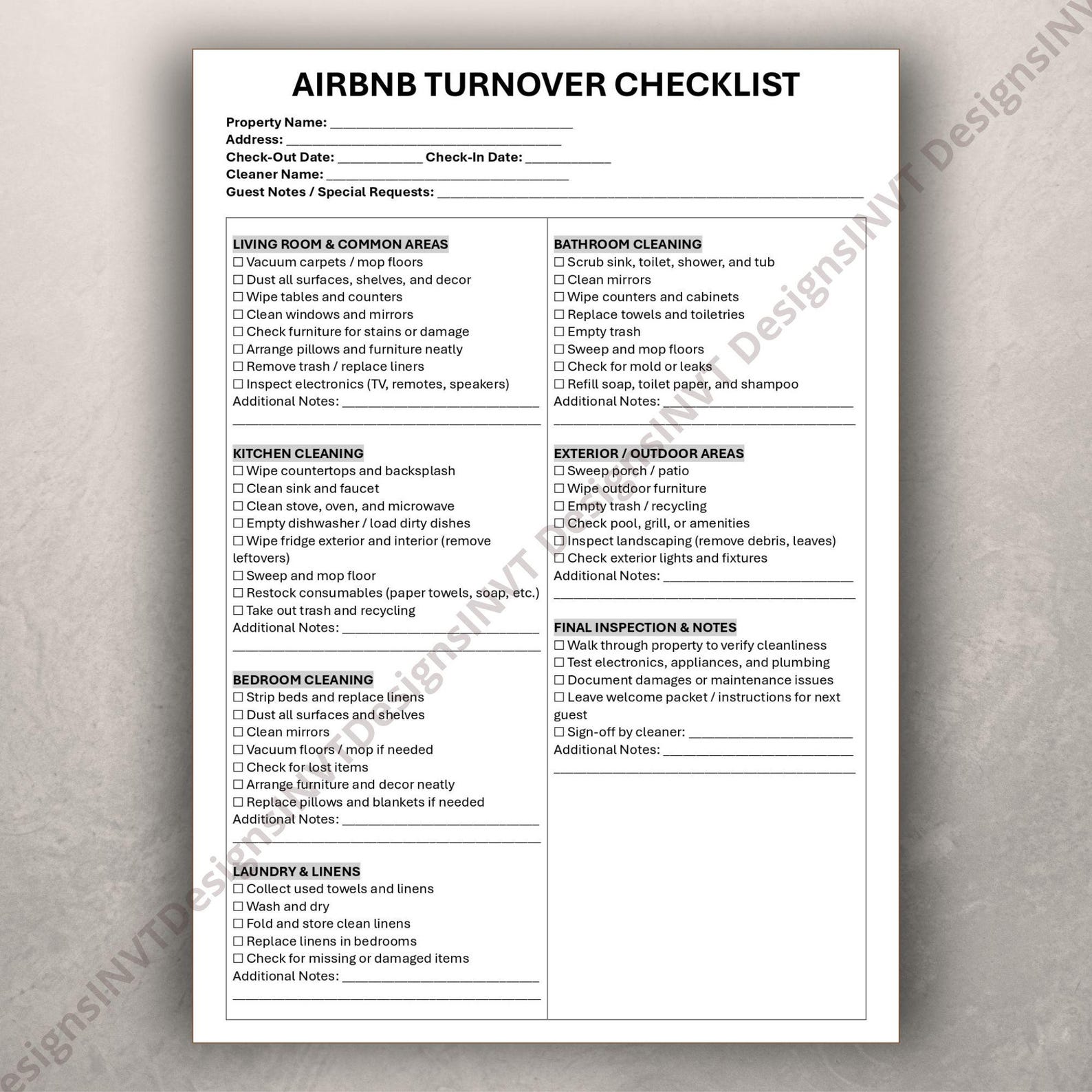 Turn Checklist.pdf Airbnb Turnover Checklist for Cleaners. Vacation Rental Cleaning ...