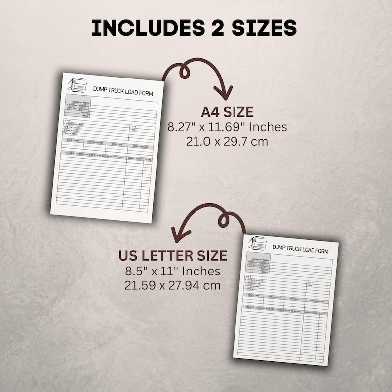 Dump Truck Load Form Template. Hauling Record Sheet - Etsy
