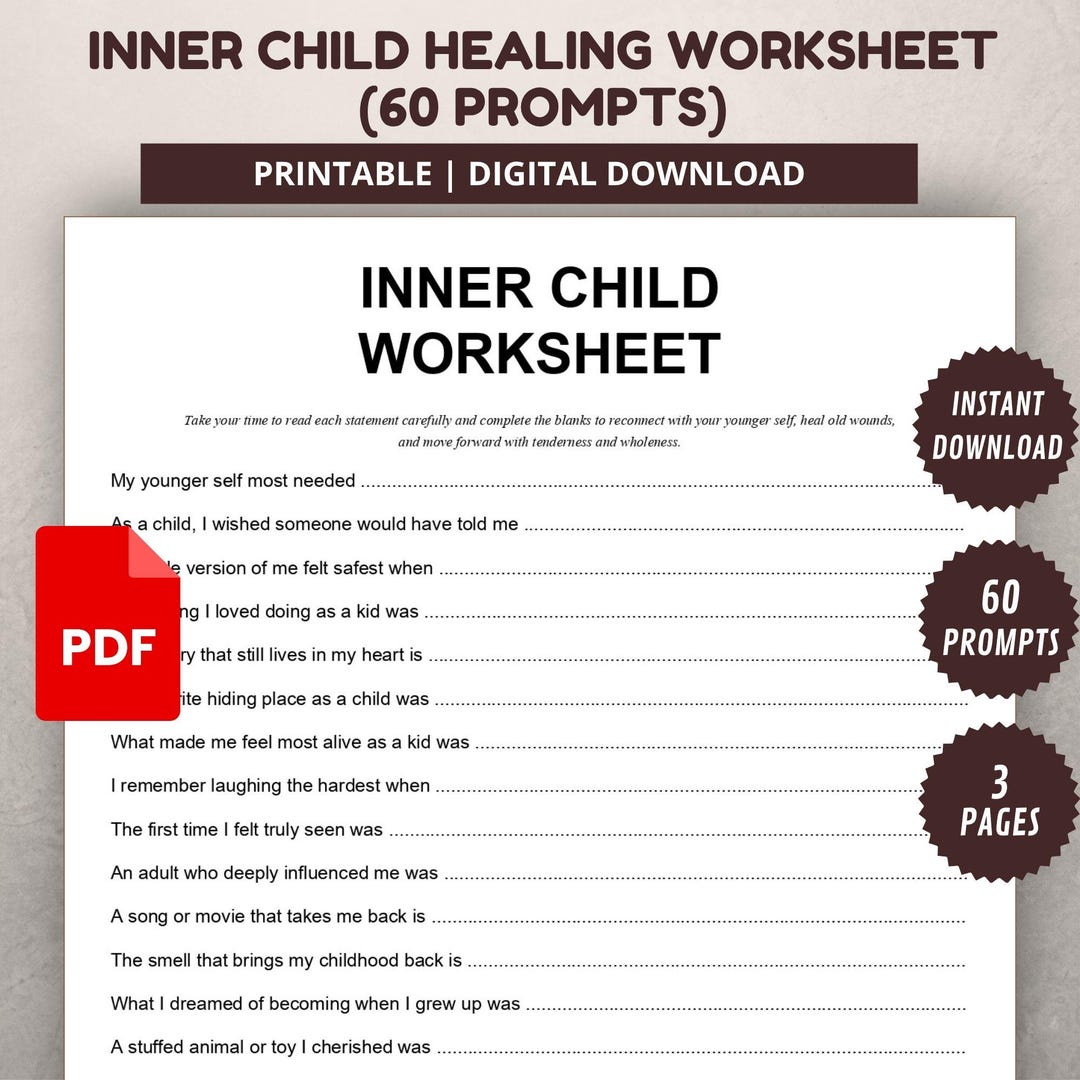 Inner Child Healing Worksheet | Reparenting Prompts, Trauma PDF ...