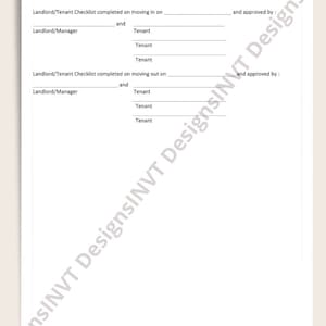 Landlord Tenant Walkthrough Checklist | Printable PDF File | Editable ...