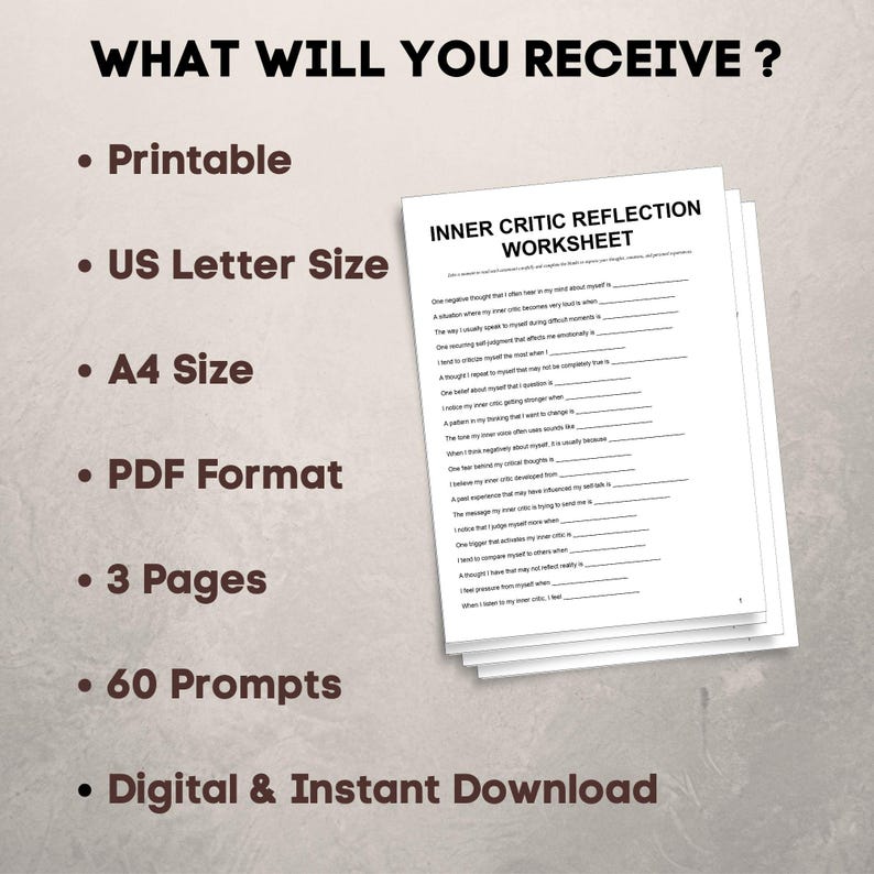 Inner Critic Worksheet.pdf Inner Critic Reflection Worksheet PDF - Etsy