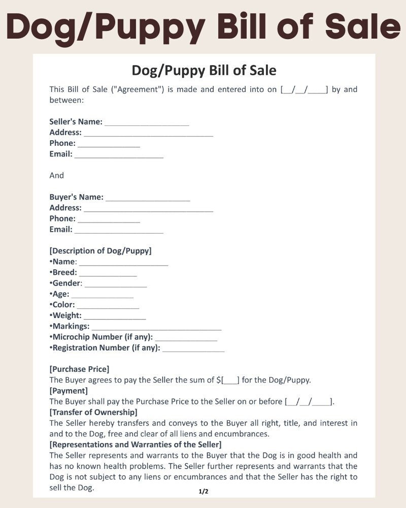 sample-dog-puppy-bill-of-sale-form-agreement-etsy