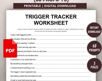 Tagesauslöser Tracker Arbeitsblatt | CBT Trauma druckbar | Emotionale Awareness PDF | Therapie Tool | Journal
