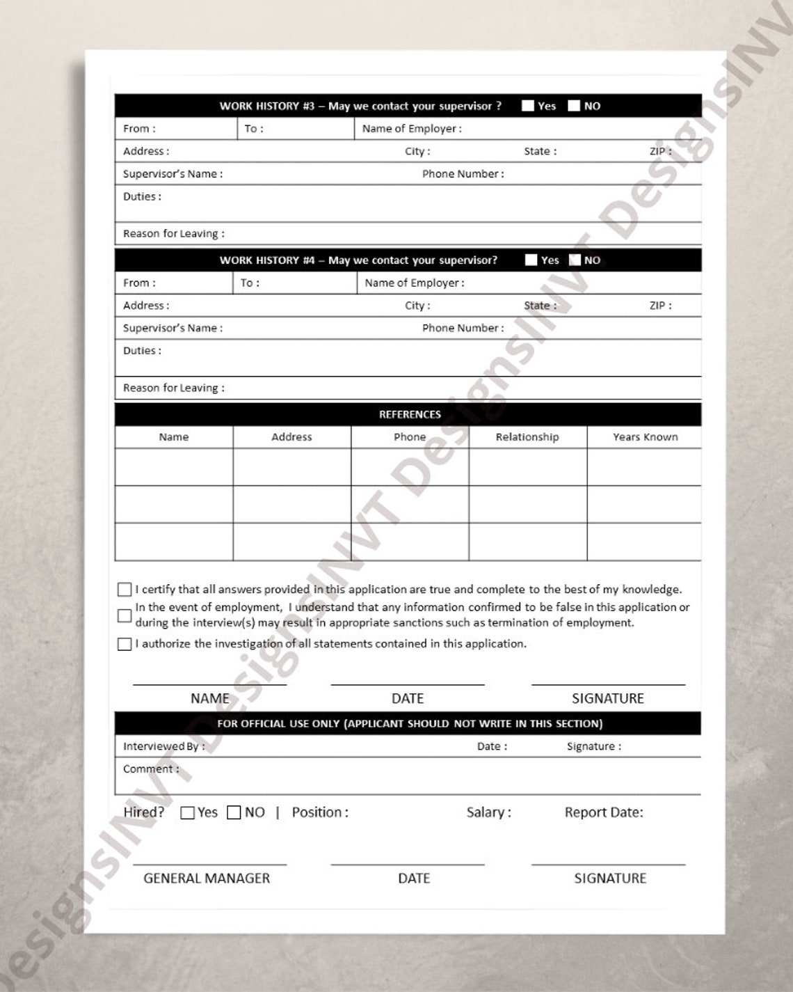 Hiring Form.pdf Editable Employment Application Form: Printable & PPT Template (PDF) - Etsy