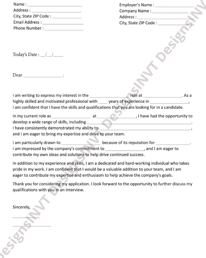 Professional Cover Letter Template | Editable MS Word File - Etsy