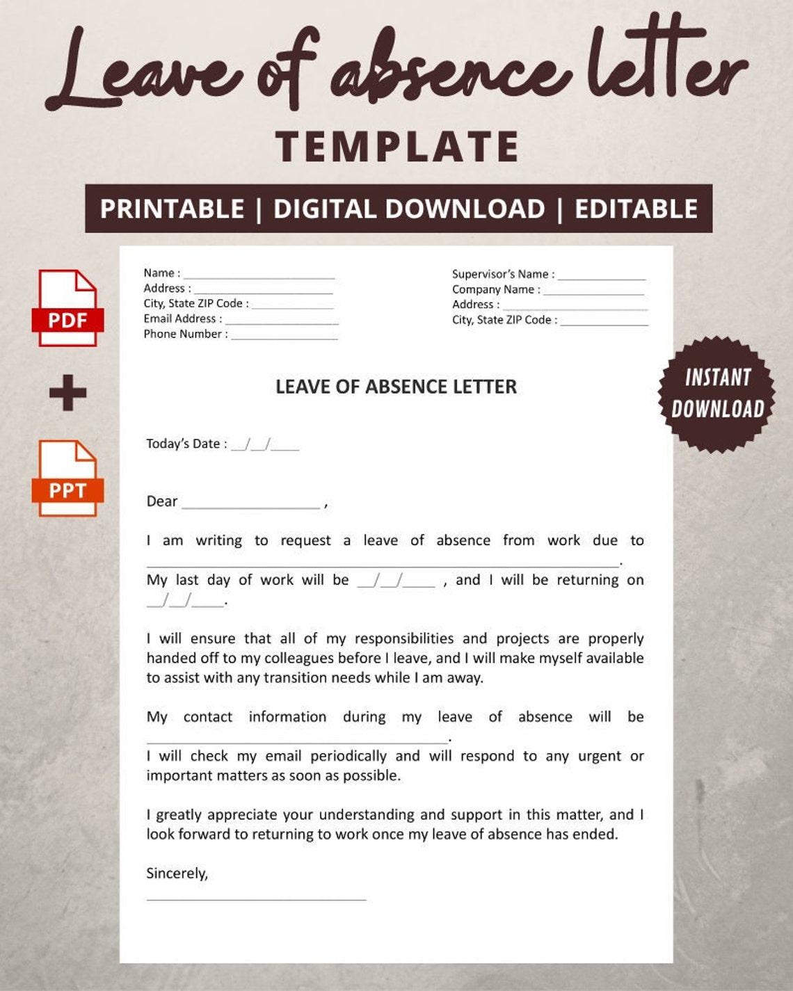 Customizable Leave Of Absence Letter Template Professional Letter Of customizable-leave-of-absence-letter-template-professional-letter-of