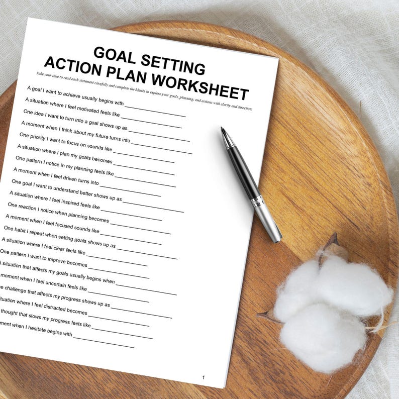 Goal Setting Action Plan Worksheet - Etsy