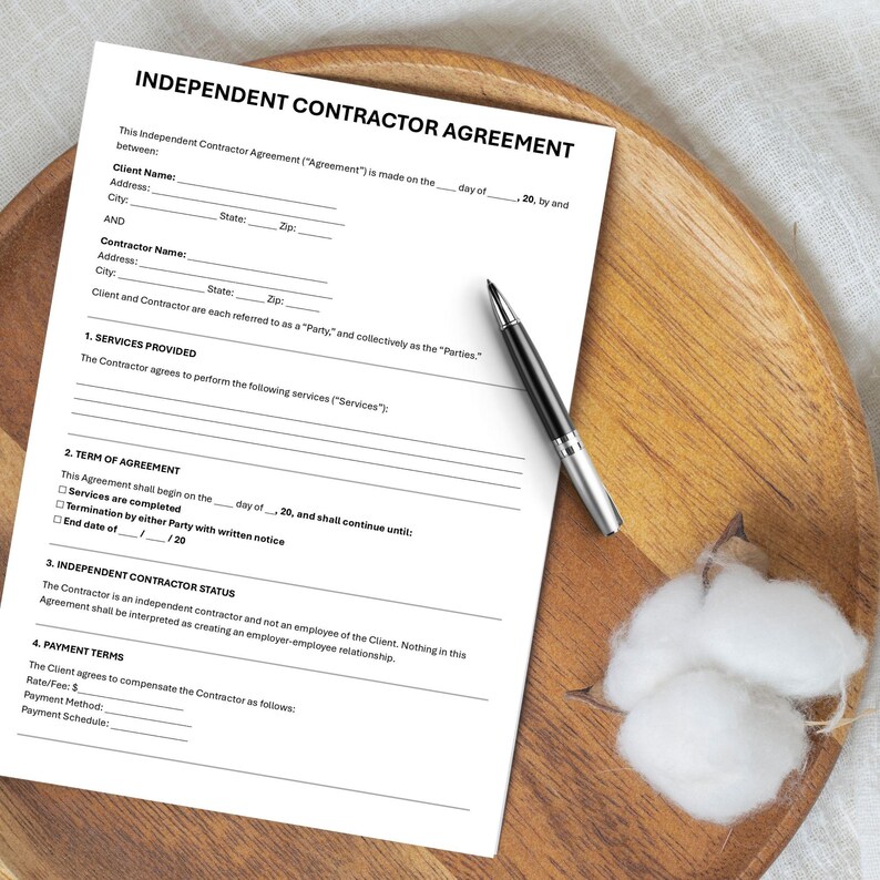 Intext Contractor Independent Contractor Agreement Template. Editable Service Contract ...