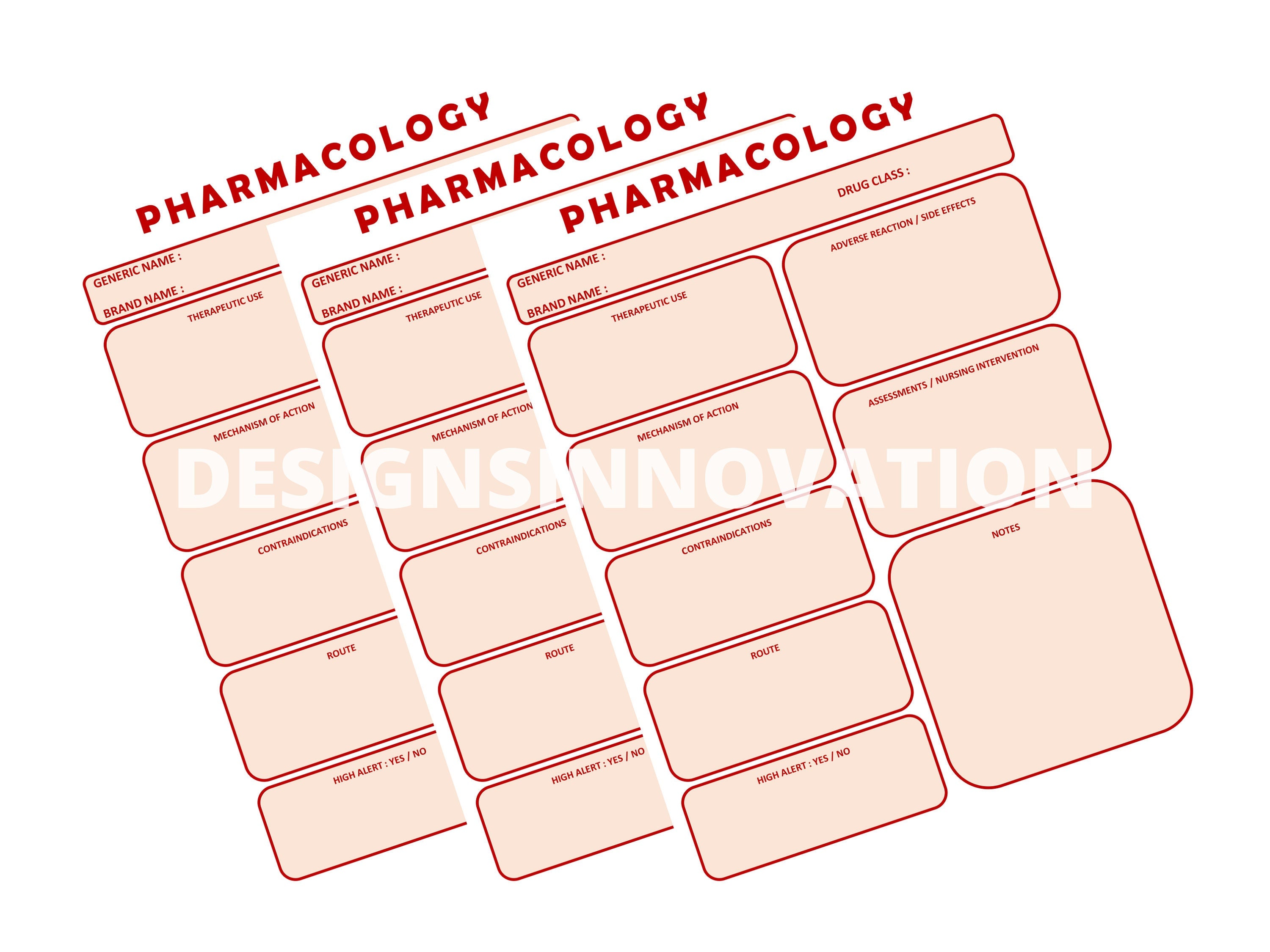 Nursing Pharmacology Medication Template Printable Nursing Etsy
