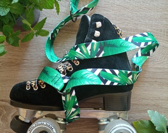 Rollschuh Tragegurt / Rollschuhgurt mit Metallgriffen - Tropical Leaves